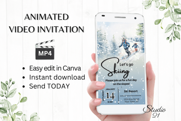 Animated Ski Trip Invitation: Dynamic Digital Design