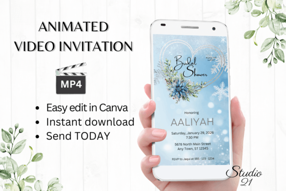 Elegant Winter Bridal Shower Invite W4258 Design