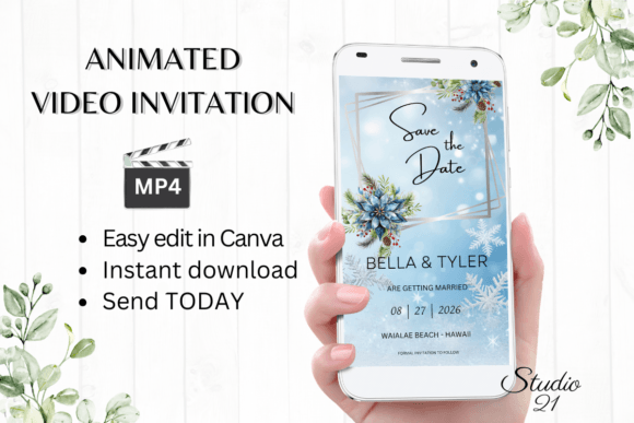 Elegant Winter Save the Date Announcement W2252 for Your Special Day