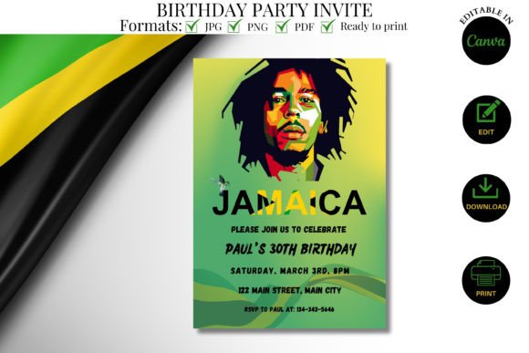 Jamaican Themed Birthday Party Invite: Vibrant Design for Celebration