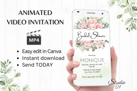 Pink Roses Bridal Shower Invite W4276: A Fresh Take on Digital Invitations