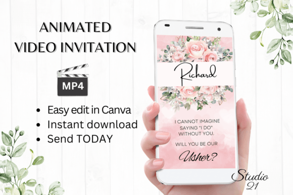 Pink Roses Usher Proposal W3277U: A Modern Design Template