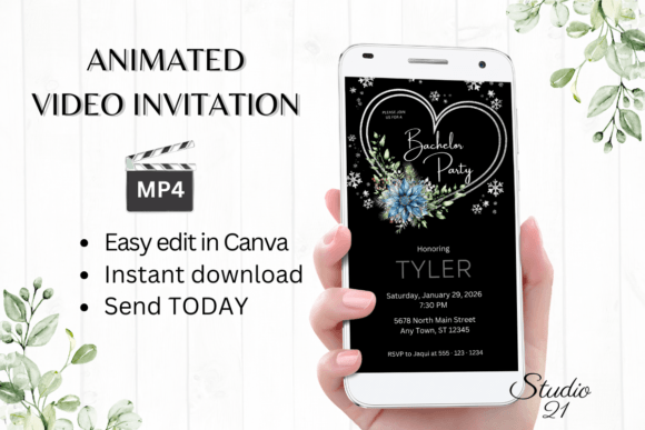 Winter Bachelor Party Invite W5259: Effortless Digital Design