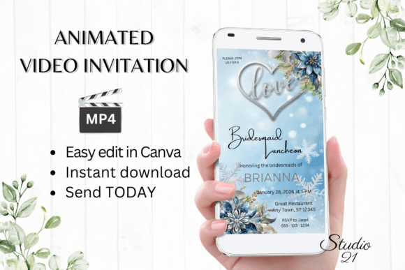 Winter Bridesmaid Luncheon W4250BL: A Digital Invitation Template