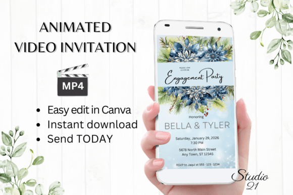 Winter Engagement Party Invite W1256: A Modern Celebration in Motion