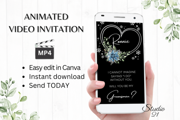 Winter Groomsman Proposal W3259GM: A Modern Script for Digital Invites