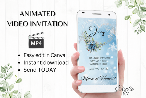 Winter Maid of Honor Proposal W3258MH: A Digital Touch for Your Special Ask