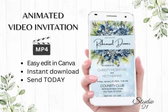 Winter Rehearsal Dinner Invite W7256: A Digital Design Solution