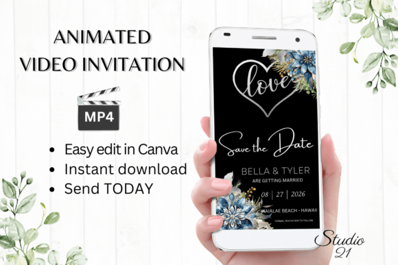 Winter Save the Date Announcement W2251: Digital Elegance Simplified
