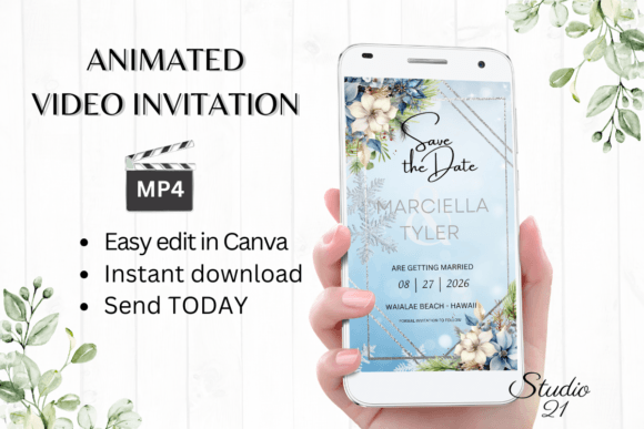 Winter Save the Date Announcement W2254: A Digital Inviter's Best Friend