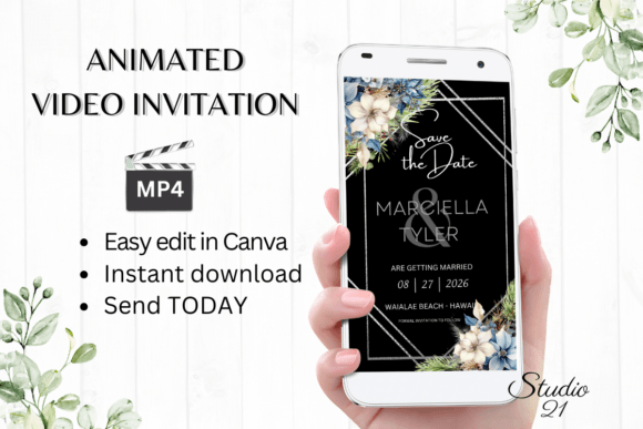 Winter Save the Date Announcement W2255: A Modern Script for Digital Invitations